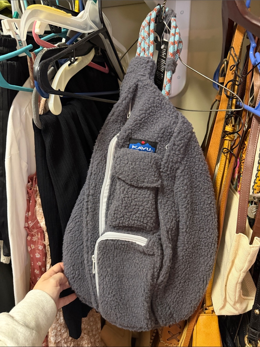 Kavu Gray Sherpa Sling Bag
